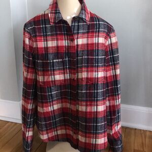 Chloe K red/navy/white flannel shirt, small